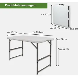 Trutzholm Campingtisch höhenverstellbar 120x60 cm Weiß/Grau