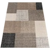 Paco Home Designer Teppich Modern Kariert Kurzflor Teppich Design Meliert In Braun Creme, Grösse:160x230 cm,