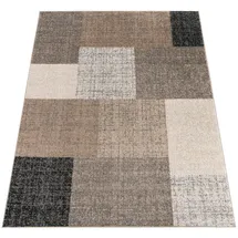 Paco Home Designer Teppich Modern Kariert Kurzflor Teppich Design Meliert In Braun Creme, Grösse:160x230 cm,
