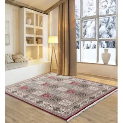 Orientteppich MY HOME "BB Oriantal 1", rot, B:60cm H:12mm L:90cm, Schurwolle, Teppiche, reine Wolle, handgeknüpft, orientalisches Design, mit Fransen