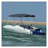 vidaXL 4 Bow Bimini Top mit Seitenteilen, Bootsverdeck mit Aluminiumrahmen, Sonnenverdeck Boot Sonnensegel, Blau 600D Polyester Aluminium