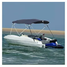 vidaXL 4 Bow Bimini Top mit Seitenteilen, Bootsverdeck mit Aluminiumrahmen, Sonnenverdeck Boot Sonnensegel, Blau 600D Polyester Aluminium