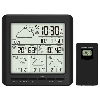 Infactory WLAN-Funk-Wetterstation mit Außensensor, LCD-Display, Wettertrend, App
