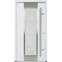 Krongart Haustür Hamburg HT92 - Stahl, 1000 x 2100 mm, DIN links nach innen öffnend, 4 fach VSG float float VSG, 5 fach Verriegelung Winkhaus, weiss