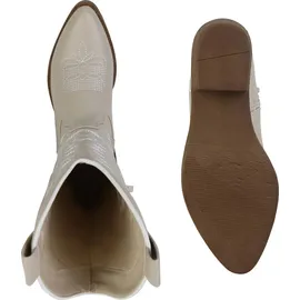 Stiefelparadies Damen Cowboystiefel in Beige Weiss