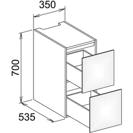 Keuco Waschtischunterschrank 2 Auszüge 35 x 70 x 53,5 cm Anthrazit/Glas