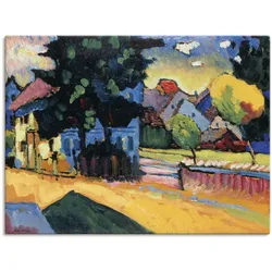 Leinwandbild ARTLAND "Murnau - Studie zur Landschaft mit Haus", gelb (farbe bild(er): gelb), B:80cm H:60cm T:1,8cm, Canvas, Leinwand, Bilder, auf Keilrahmen gespannt