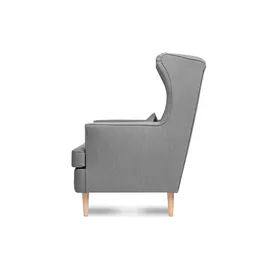 Konsimo Ohrensessel Stralis Webstoff 82 x 108 x 80 cm Grau mit Kissen