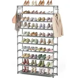 LuxusKollektion Schuhregal Schuhregal 10 Ebenen Metall 50 Paar 155cm Schuhorganizer Grau grau