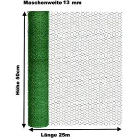 EXCOLO Hasendraht grün 50cm, x 25m, Sechseckdraht Draht Vogelschutz Kaninchendraht 13mm)