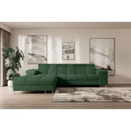 altdecor Ecksofa Cord mit Schlaffunktion 2-Sitzer Grün