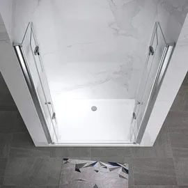 i-flair Duschfalttüren 100-104 cm - Höhe: 195 cm, Duschabtrennung aus 6 mm teilsatiniertem ESG Sicherheitsglas mit Nanobeschichtung