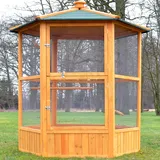 zooprinz Premium Vogelkäfig - Moderne Vogelvoliere – aus hochwertigem Vollholz und verzinktem Draht – witterungsbeständig und langle-Big – mit Sitzstangen - Vogelkäfig aus Holz