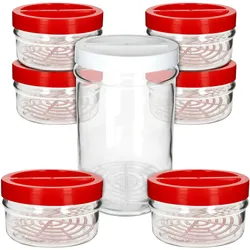 7tlg Set ORTES Vorratsglas 1x 5L & 6x 1,5L Glas Kunststoffdeckel Gitter Einlegen