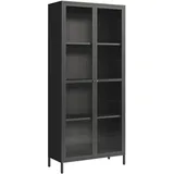 [en.casa] Vitrinenschrank Säkylä 180 x 80 x 35 cm Schwarz