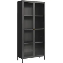 [en.casa] Vitrinenschrank Säkylä 180 x 80 x 35 cm Schwarz