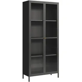 [en.casa] Vitrinenschrank Säkylä 180 x 80 x 35 cm Schwarz