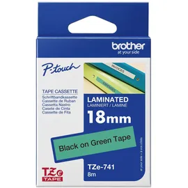 Brother TZe-741, Schwarz auf Grün - Rolle (1,8 cm 8 m)