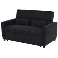 Homcom Schlafsofa als ausklappbarer 2-Sitzer Stoffsofa, Bettsofa, Sofa mit Schlaffunktion, Sofagarnitur, Verstellbarer Winkel, Schwarz,