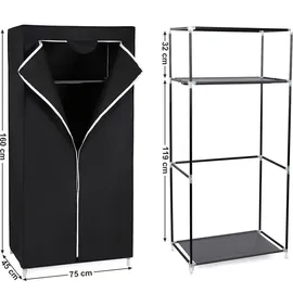 Songmics Kleiderschrank 75 x 160 x 45 cm Schwarz