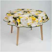 Laro Wachstuch-Tischdecke rund 140 cm Zitruszauber Gelb Grün