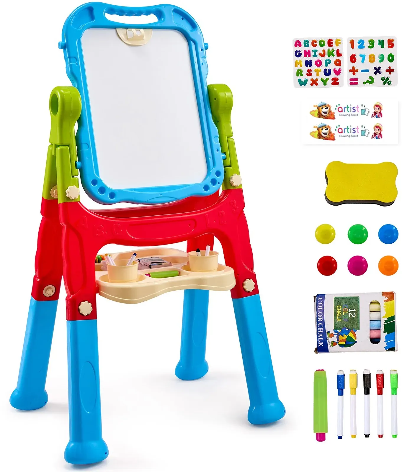 VEVOR 2-in-1 Kinder Staffelei Kindertafel PP-Kunststoff Magnetische Whiteboard