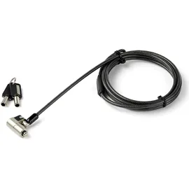 Startech Laptopschloss mit 2m Kabel (mit Schlüssel, für K-Slot, Nano, Wedge Slot, Stahlkabel, Push-to-Lock Taste, Kabelschloss)