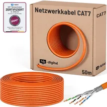 HB-Digital CAT7 Verlegekabel Simplex Netzwerkkabel max. 1000 MHz S/FTP AWG23 LSZH orange