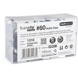 Rapesco 1316 Supaclip 60 Edelstahl-Nachfüllklammern Großpackung, 250 Stück