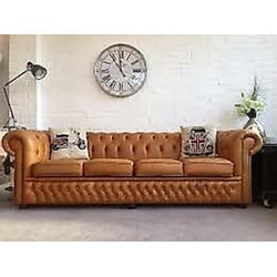 JVmoebel Chesterfield-Sofa XXL Big Sofa Couch Chesterfield 245cm Polster Sofas 4 Sitzer Leder, XXL Big Sofa Couch Chesterfield 245cm Polster Sofas 4 Sitzer Leder orange