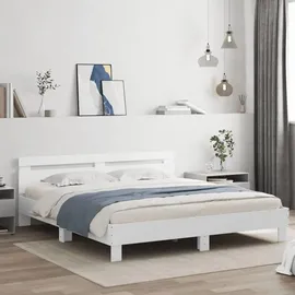 vidaXL Bettgestell mit Kopfteil und LED-Beleuchtung Weiß 160x200 cm