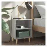 vidaXL Nachtschrank mit Massivholz-Beinen 40 x 30 x 50 cm Betongrau