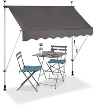 Relaxdays Klemmmarkise grau 200,0 x 120,0 cm