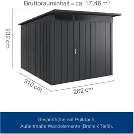 hörmann stauraumsysteme Juno Gerätehaus 2,62 x 3,10 m Anthrazitgrau