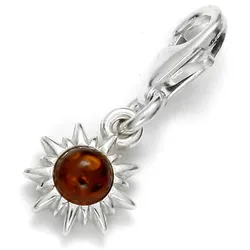 Ketten-Anhänger OSTSEE-SCHMUCK "Ostsee-Schmuck Charm-Einhänger Sonne Charm-Einhänger Sonne", weiß, Schmuckanhänger, Damen, 21 x 8mm, Silber 925 (Sterlingsilber), 1.0 g