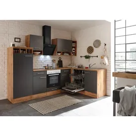 Respekta L-Küchenzeile Hilde LBBEKBL280EGC ohne E-Geräte 280 cm Grau