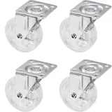 SOTECH 4 Stück Design Lenkrollen SHIFT Rollen-Ø 75 mm transparent, belastbar bis 140 kg (35 kg pro Möbelrolle), Höhe 97 mm