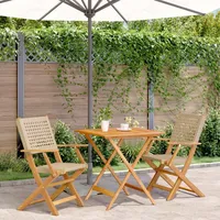 vidaXL 3-tlg. Bistro-Set Beige Poly Rattan und Massivholz