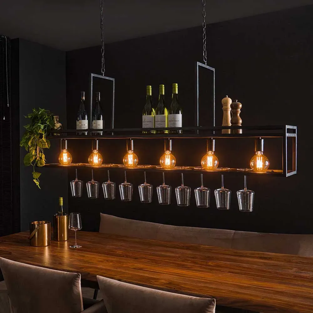 Hängelampe mit Glashalterung im Industry und Loft Stil Metall