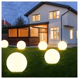 ETC Shop Solarleuchte Kugel Garten LED Gartendeko Solarkugel für Außen 20 cm Kugelleuchte Solar, Leuchtdauer ca. 6-8 Stunden, H 62 cm, 6er Set