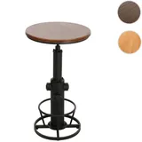 Mendler Bartisch HWC-N20, Bistrotisch Thekentisch, höhenverstellbar drehbar Fu√üablage Industrial Massiv-Holz Ø 61 cm ~ braun