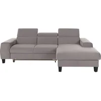 Ecksofa COTTA "Morven L-Form" Sofas Gr. B/H/T: 244cm x 72cm x 166cm, Microfaser PRIMABELLE, Recamiere rechts, ohne Bettfunktion-ohne Bettkasten-ohne Ladestation-mit Kopfteilverstellung, grau Ecksofa Polstermöbel Sofas Inklusive Kopfteilverstellung, wahlweise mit Ladestation, Bettfunktion