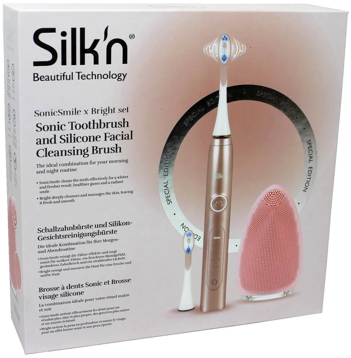 Silk'n Schallzahnbürste SonicSmile Schallzahnbürste + Silikon-Gesichtsreinigungsbürste