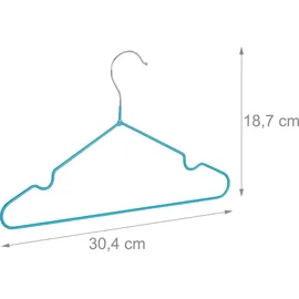 Relaxdays 100 x Kinderkleiderbügel, platzsparende Drahtbügel Jungen, Babybügel mit Kerben, PVC-beschichtet, Bügel 30 cm, türkis