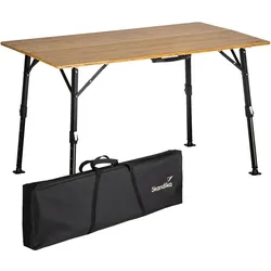 Campingtisch Tobro - Klapptisch mit Bambus Tischplatte - 120x70x70cm EINHEITSGRÖSSE