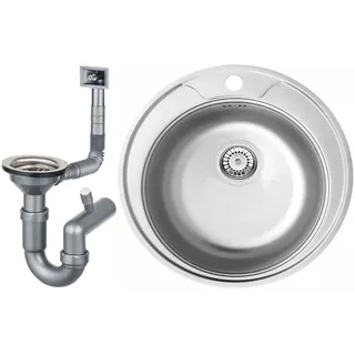 Faizee Möbel Edelstahlspüle | 51 cm Einbauspüle für die Küche | Rundes Spülbecken f. Unterschränke ab 45 Ø