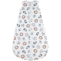 Meyco Baby Animal Schlafsack (aus 100% Baumwolle, mit Rundum-Reißverschluss, hautfreundlich, Faltenresistent, perfekte Passform, Größe: 62), Mehrfarbig