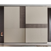 Casa Padrino Luxus Schlafzimmerschrank Cremefarben / Grau 295 x 68 x H. 250 cm - Massivholz Kleiderschrank mit 2 Schiebetüren - Luxus Schlafzimmer Möbel
