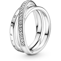 Pandora Damen-Ring Silber Dreifach Gekreuzte Pavé Schienen, 58/18,5