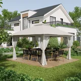 Gartenpavillon Faltbar 4x4 M Höhenverstellbar Cremeweiß Okmyhome